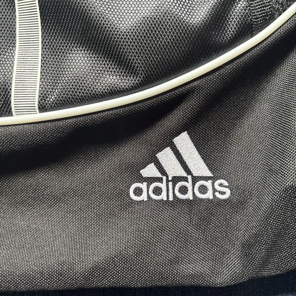 adidas Black Drawstring Gym Bag with Mesh & Zippered Pockets, Reflective Stripes